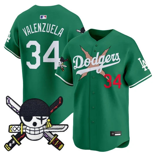 Men's Los Angeles Dodgers x One Piece Zoro Patch Vapor Premier Limited Jersey - Stitched