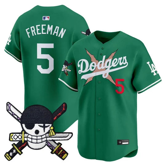 Men's Los Angeles Dodgers x One Piece Zoro Patch Vapor Premier Limited Jersey - Stitched