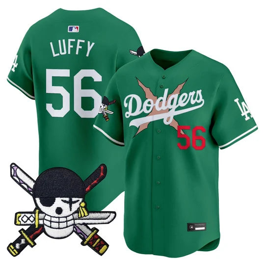 Men's Los Angeles Dodgers x One Piece Zoro Patch Vapor Premier Limited Jersey - Stitched