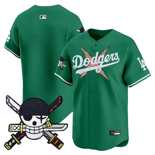 Men's Los Angeles Dodgers x One Piece Zoro Patch Vapor Premier Limited Jersey - Stitched