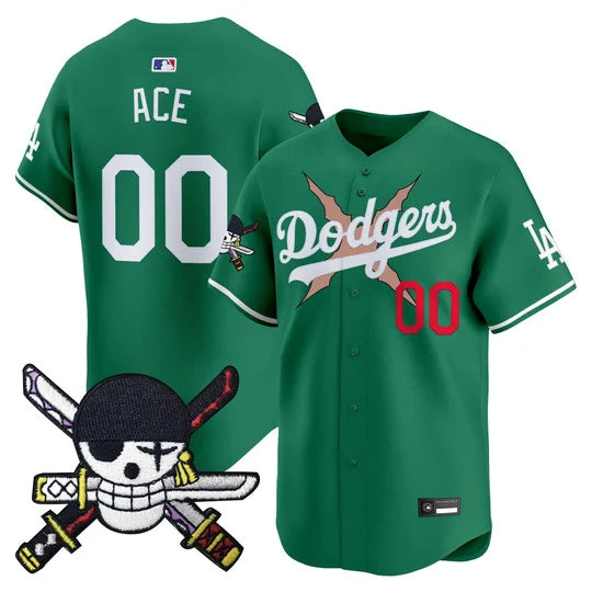 Men's Los Angeles Dodgers x One Piece Zoro Patch Vapor Premier Limited Jersey - Stitched