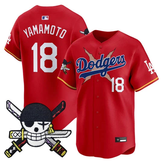 Men's Los Angeles Dodgers x One Piece Zoro Patch Vapor Premier Limited Jersey - Stitched