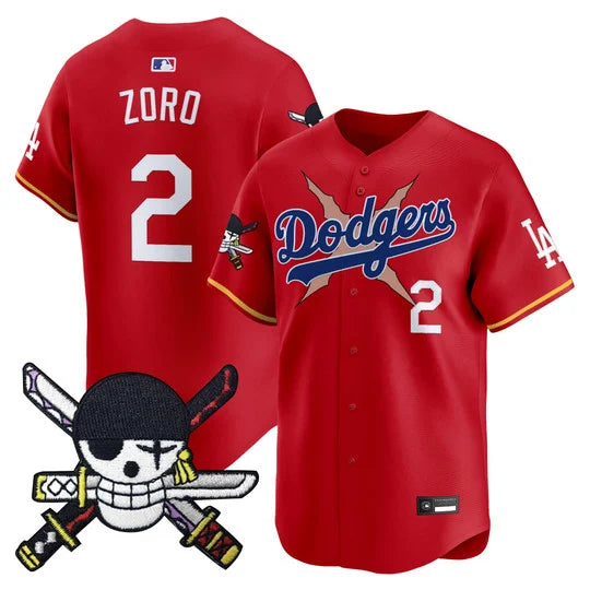 Men's Los Angeles Dodgers x One Piece Zoro Patch Vapor Premier Limited Jersey - Stitched