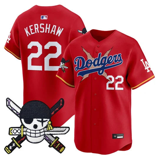 Men's Los Angeles Dodgers x One Piece Zoro Patch Vapor Premier Limited Jersey - Stitched