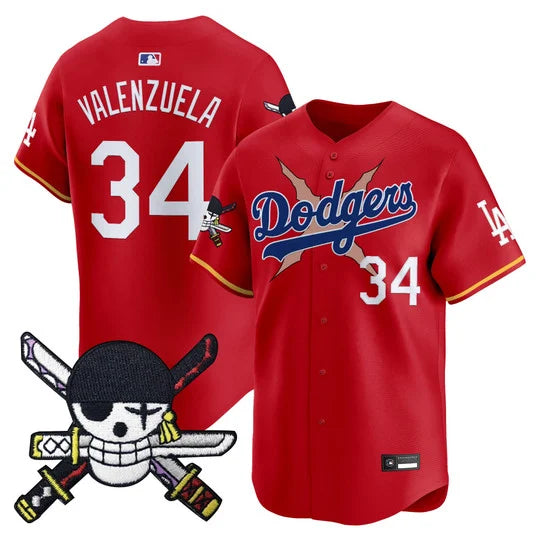 Men's Los Angeles Dodgers x One Piece Zoro Patch Vapor Premier Limited Jersey - Stitched