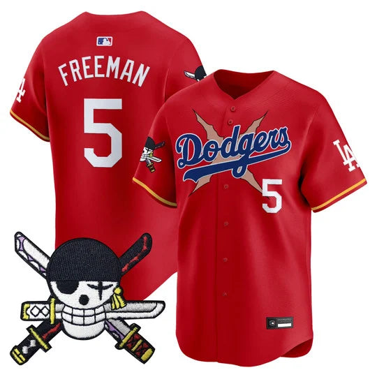 Men's Los Angeles Dodgers x One Piece Zoro Patch Vapor Premier Limited Jersey - Stitched