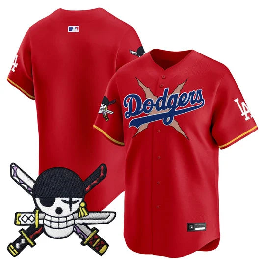 Men's Los Angeles Dodgers x One Piece Zoro Patch Vapor Premier Limited Jersey - Stitched