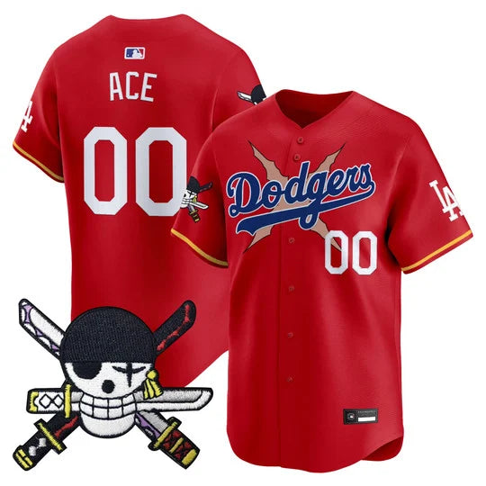 Men's Los Angeles Dodgers x One Piece Zoro Patch Vapor Premier Limited Jersey - Stitched