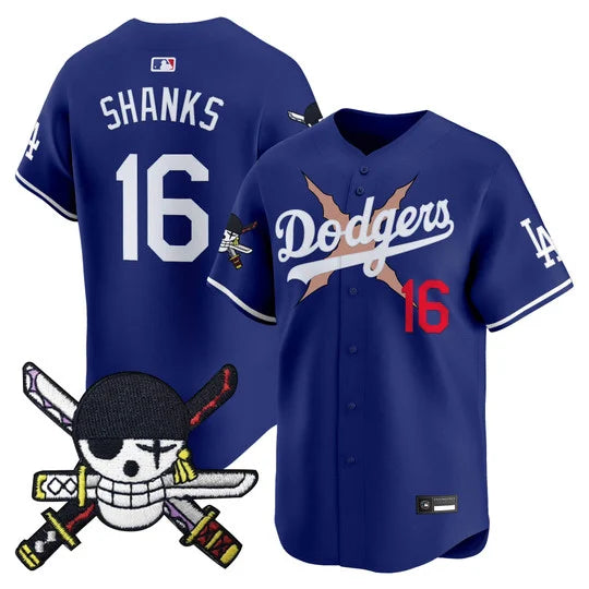 Men's Los Angeles Dodgers x One Piece Zoro Patch Vapor Premier Limited Jersey - Stitched
