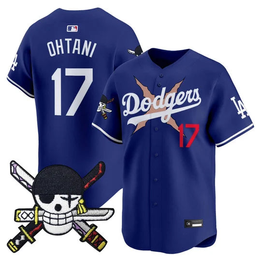 Men's Los Angeles Dodgers x One Piece Zoro Patch Vapor Premier Limited Jersey - Stitched