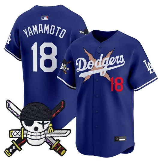 Men's Los Angeles Dodgers x One Piece Zoro Patch Vapor Premier Limited Jersey - Stitched