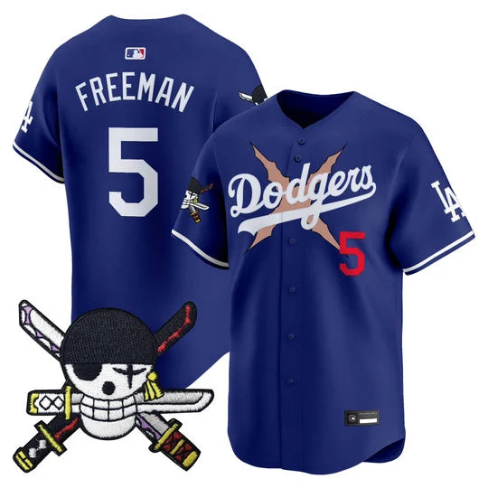 Men's Los Angeles Dodgers x One Piece Zoro Patch Vapor Premier Limited Jersey - Stitched