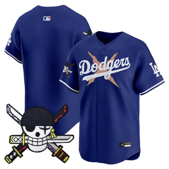 Men's Los Angeles Dodgers x One Piece Zoro Patch Vapor Premier Limited Jersey - Stitched