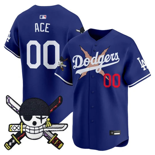 Men's Los Angeles Dodgers x One Piece Zoro Patch Vapor Premier Limited Jersey - Stitched