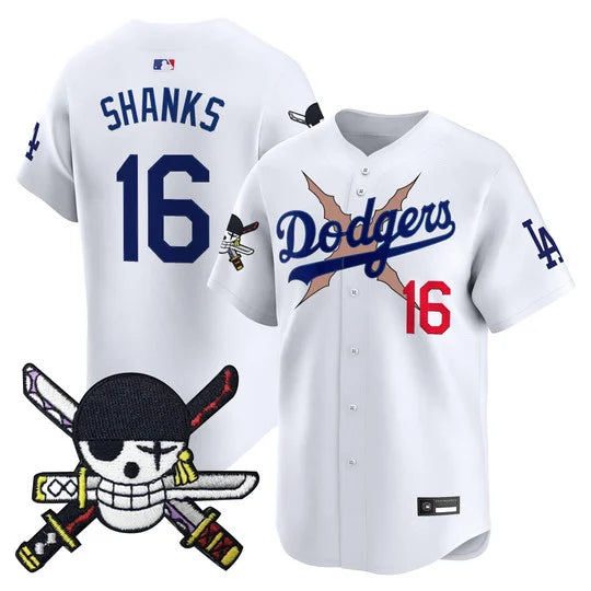 Men's Los Angeles Dodgers x One Piece Zoro Patch Vapor Premier Limited Jersey - Stitched