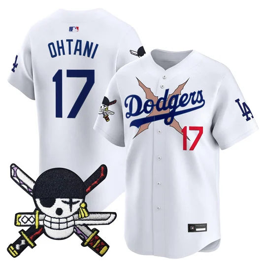 Men's Los Angeles Dodgers x One Piece Zoro Patch Vapor Premier Limited Jersey - Stitched
