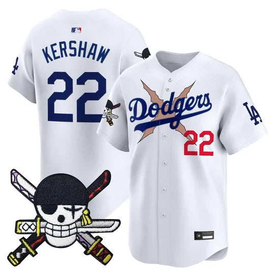 Men's Los Angeles Dodgers x One Piece Zoro Patch Vapor Premier Limited Jersey - Stitched