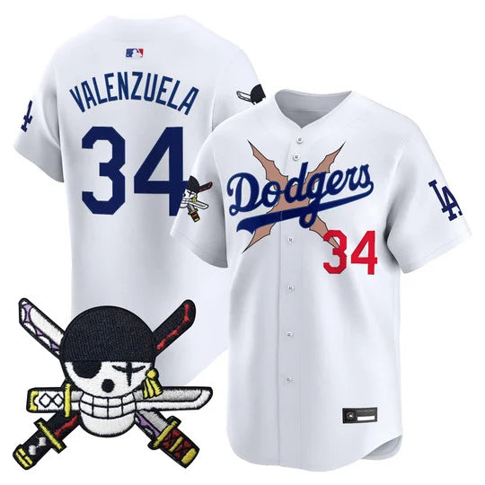 Men's Los Angeles Dodgers x One Piece Zoro Patch Vapor Premier Limited Jersey - Stitched