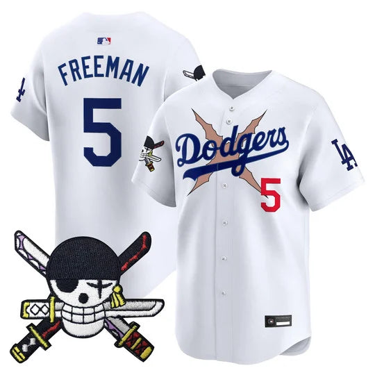 Men's Los Angeles Dodgers x One Piece Zoro Patch Vapor Premier Limited Jersey - Stitched