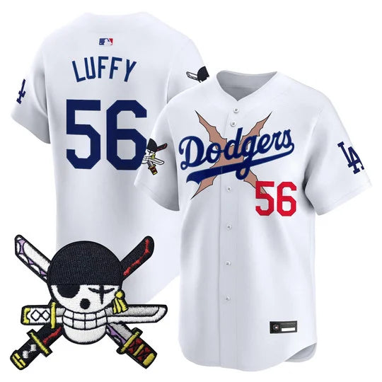 Men's Los Angeles Dodgers x One Piece Zoro Patch Vapor Premier Limited Jersey - Stitched