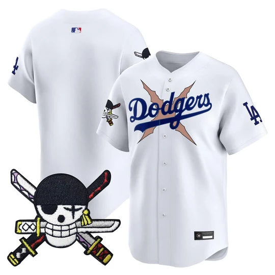 Men's Los Angeles Dodgers x One Piece Zoro Patch Vapor Premier Limited Jersey - Stitched