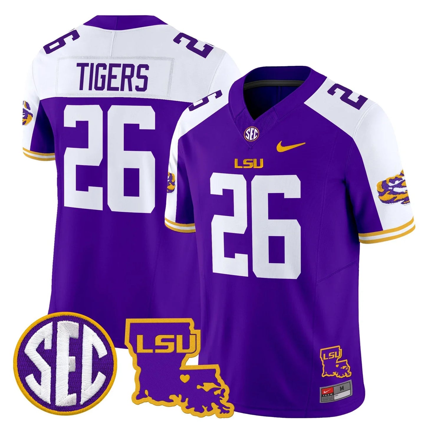 Men's LSU Tigers 2026 Louisiana Patch Vapor Limited Jersey - All Stitched
