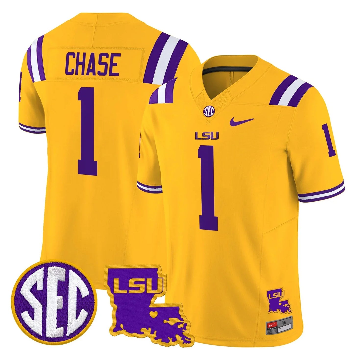 LSU Tigers 2026 Louisiana Patch Jersey in gold