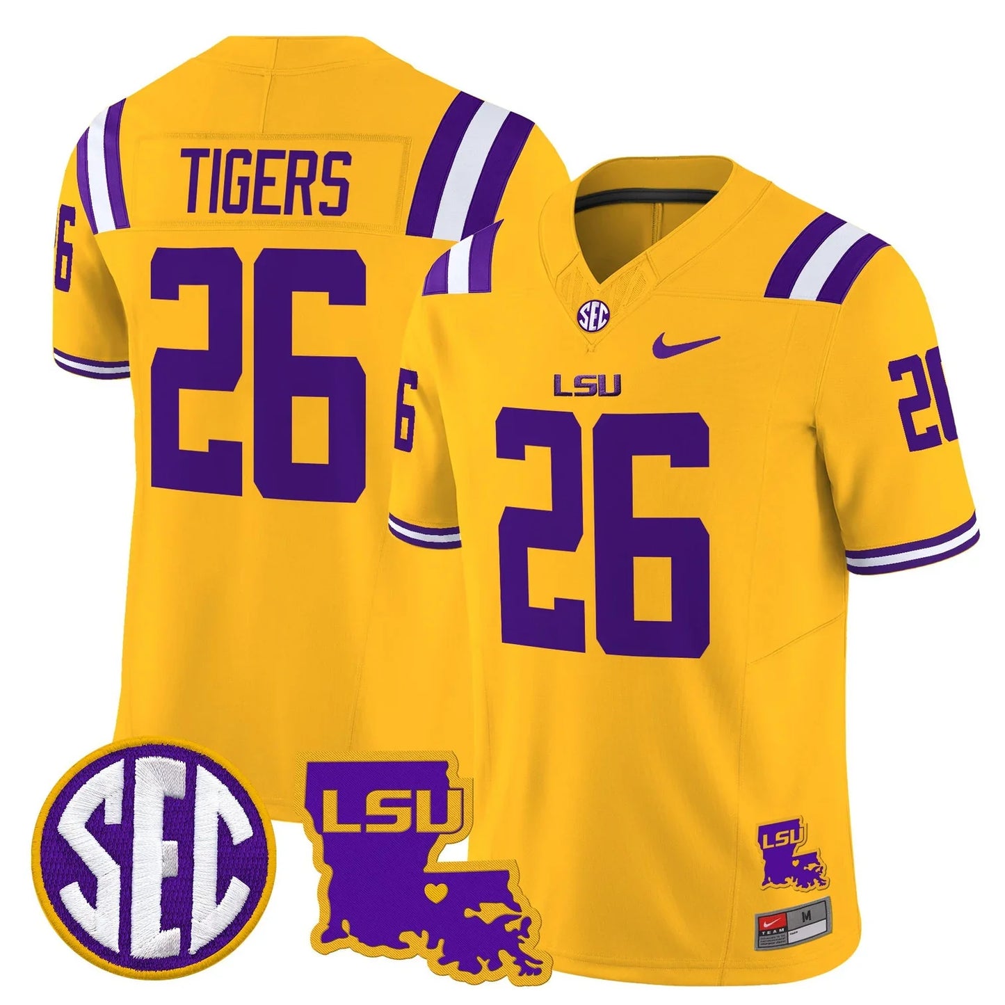 Men's LSU Tigers 2026 Louisiana Patch Vapor Limited Jersey - All Stitched