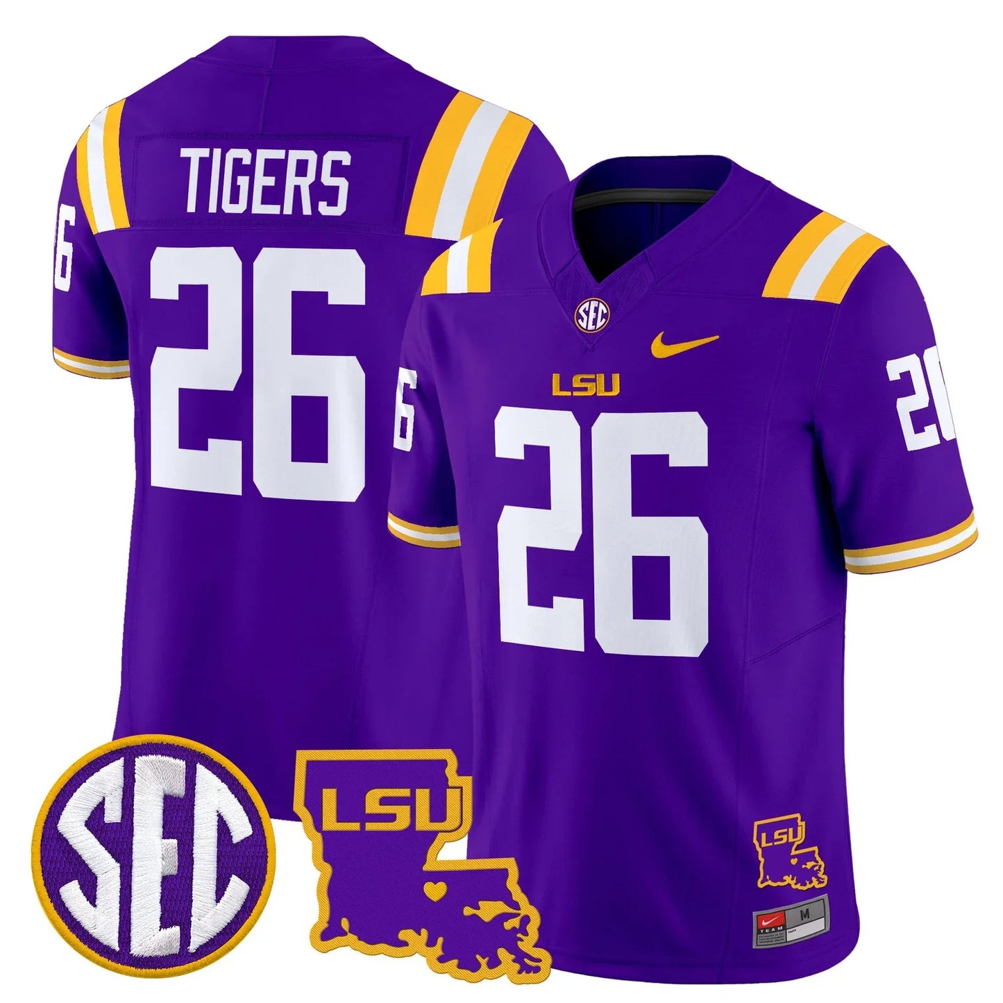 Men's LSU Tigers 2026 Louisiana Patch Vapor Limited Jersey - All Stitched