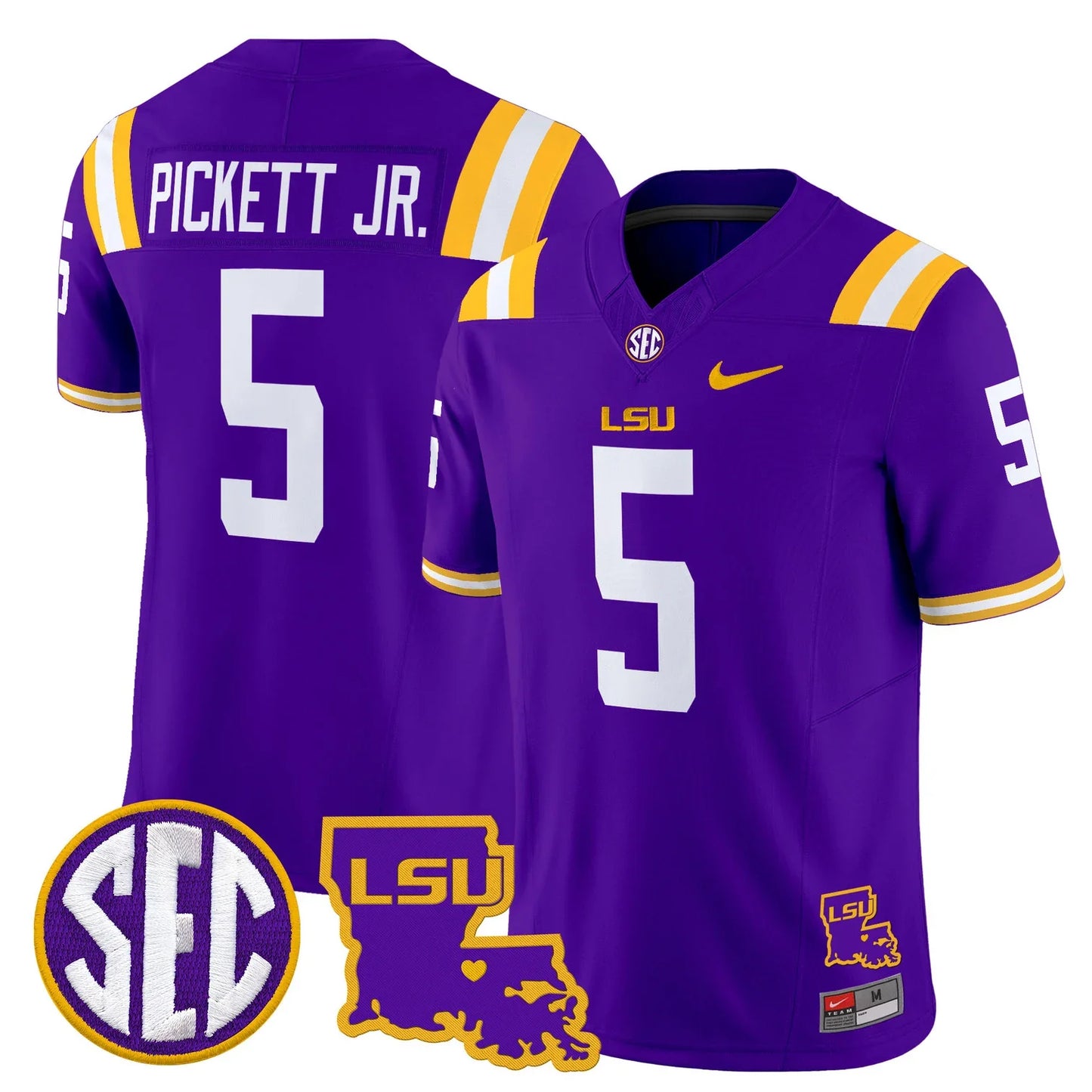 LSU Tigers 2026 Louisiana Patch Jersey in purple