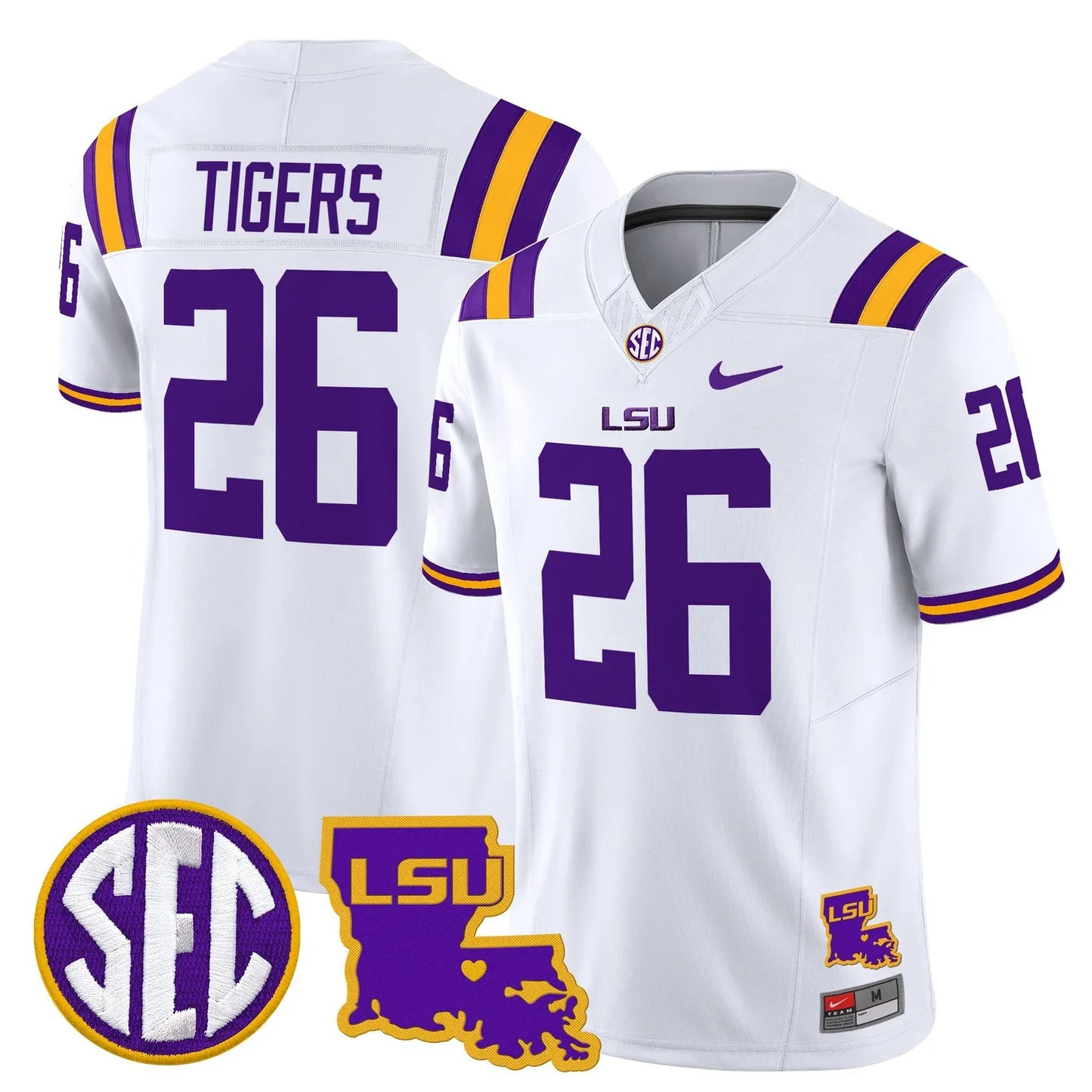 Men's LSU Tigers 2026 Louisiana Patch Vapor Limited Jersey - All Stitched