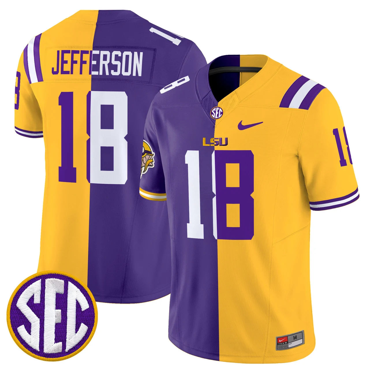 LSU Tigers Split Vapor Limited Jersey V2 in yellow & purple