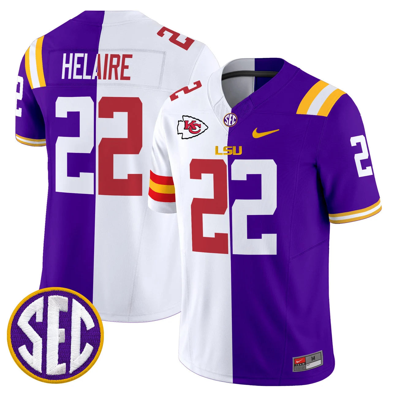 LSU Tigers Split Vapor Limited Jersey V2 in white & purple