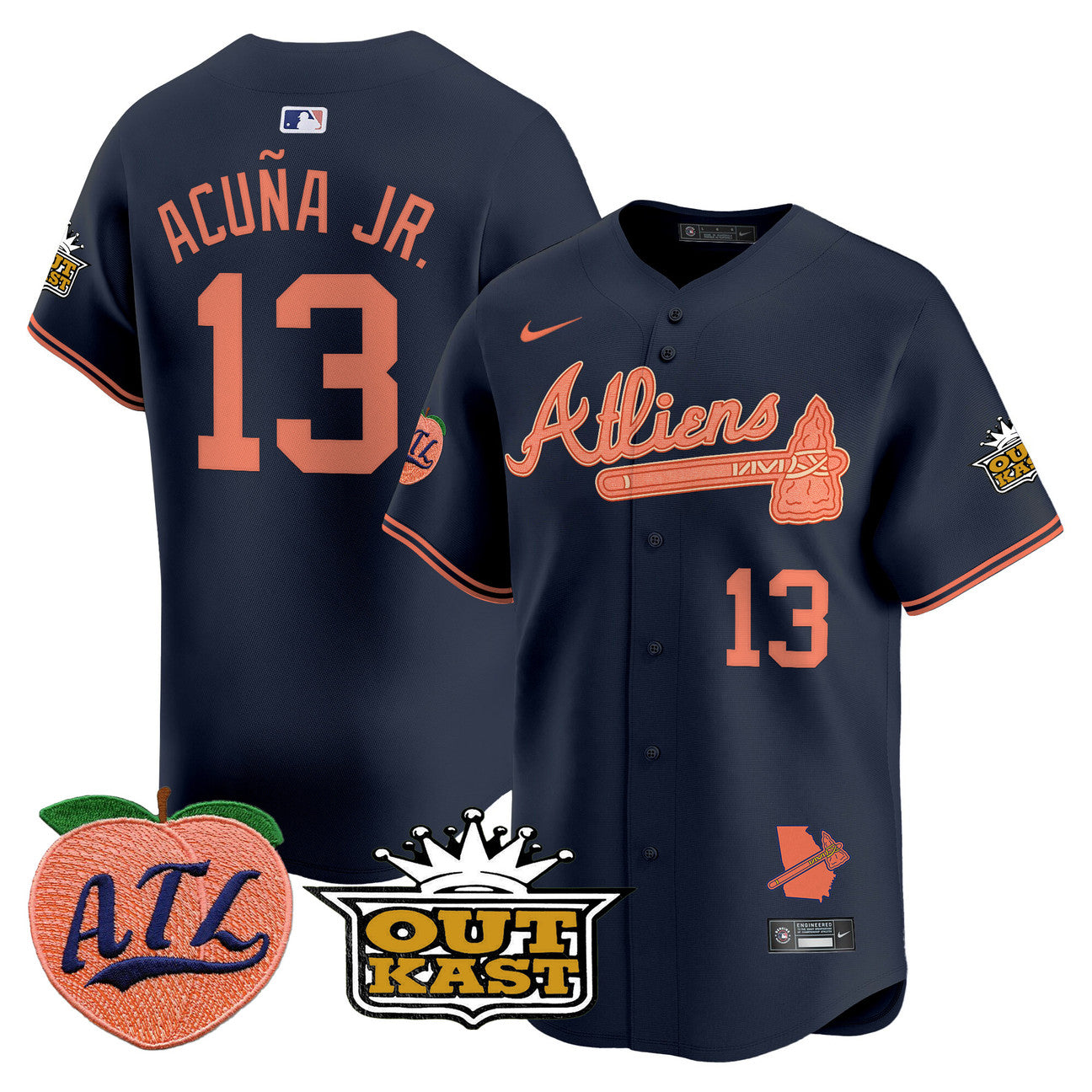 Men's Atlanta Braves Atliens & Peach Vapor Limited Jersey in atliens