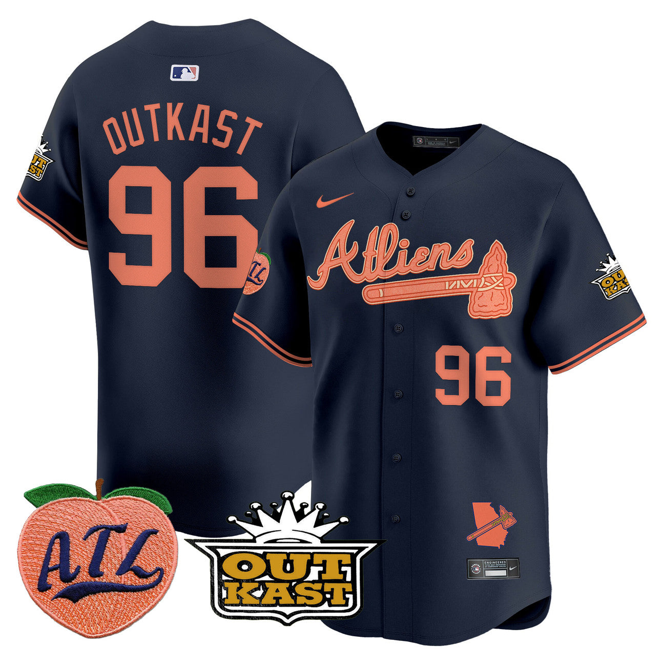 Men's Atlanta Braves Atliens & Peach Vapor Premier Limited Jersey - All Stitched