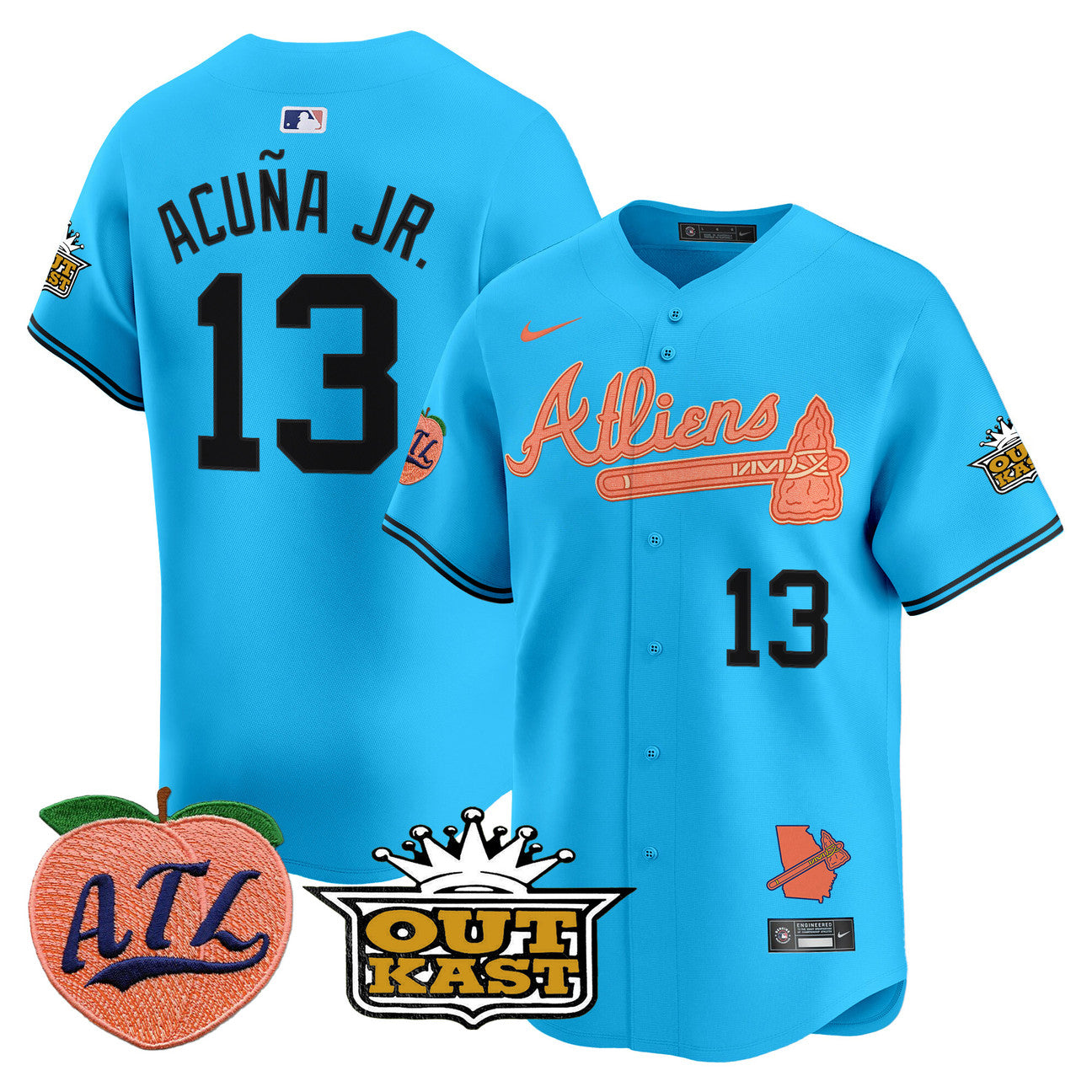 Men's Atlanta Braves Atliens & Peach Vapor Premier Limited Jersey in blue
