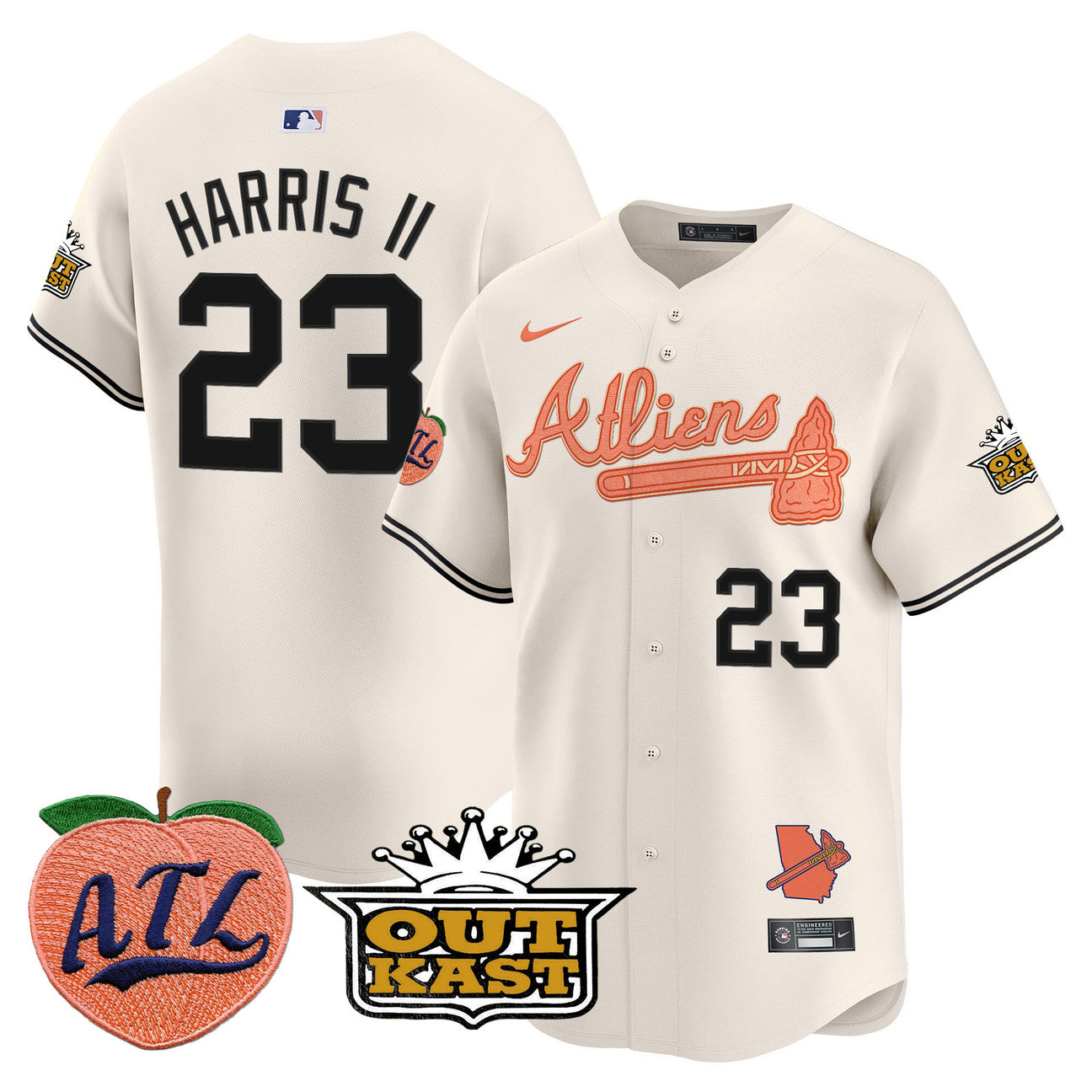 Men's Atlanta Braves Atliens & Peach Vapor Premier Limited Jersey - All Stitched