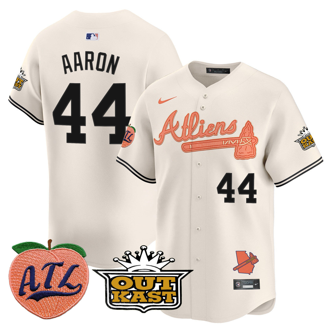 Men's Atlanta Braves Atliens & Peach Vapor Premier Limited Jersey - All Stitched