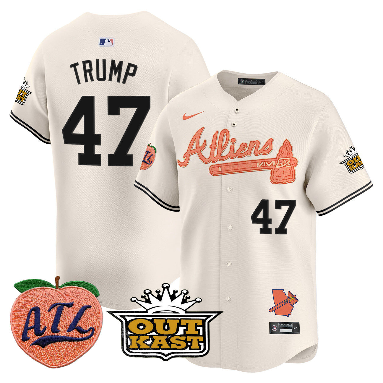 Men's Atlanta Braves Atliens & Peach Vapor Premier Limited Jersey - All Stitched