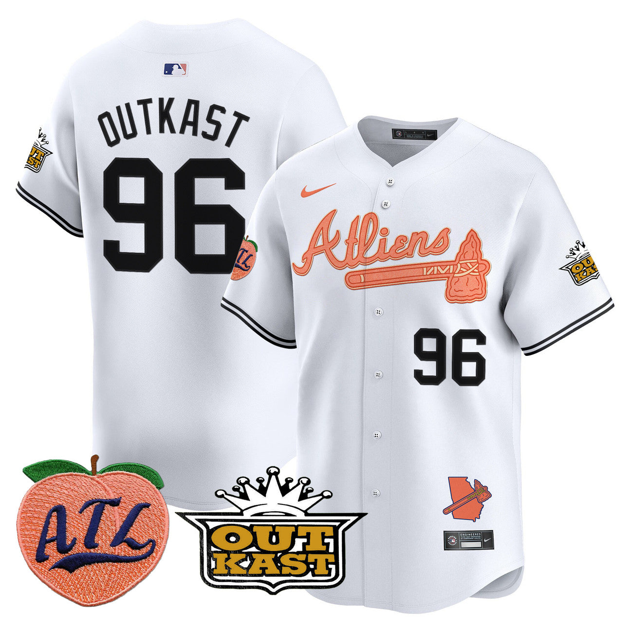 Men's Atlanta Braves Atliens & Peach Vapor Premier Limited Jersey in white