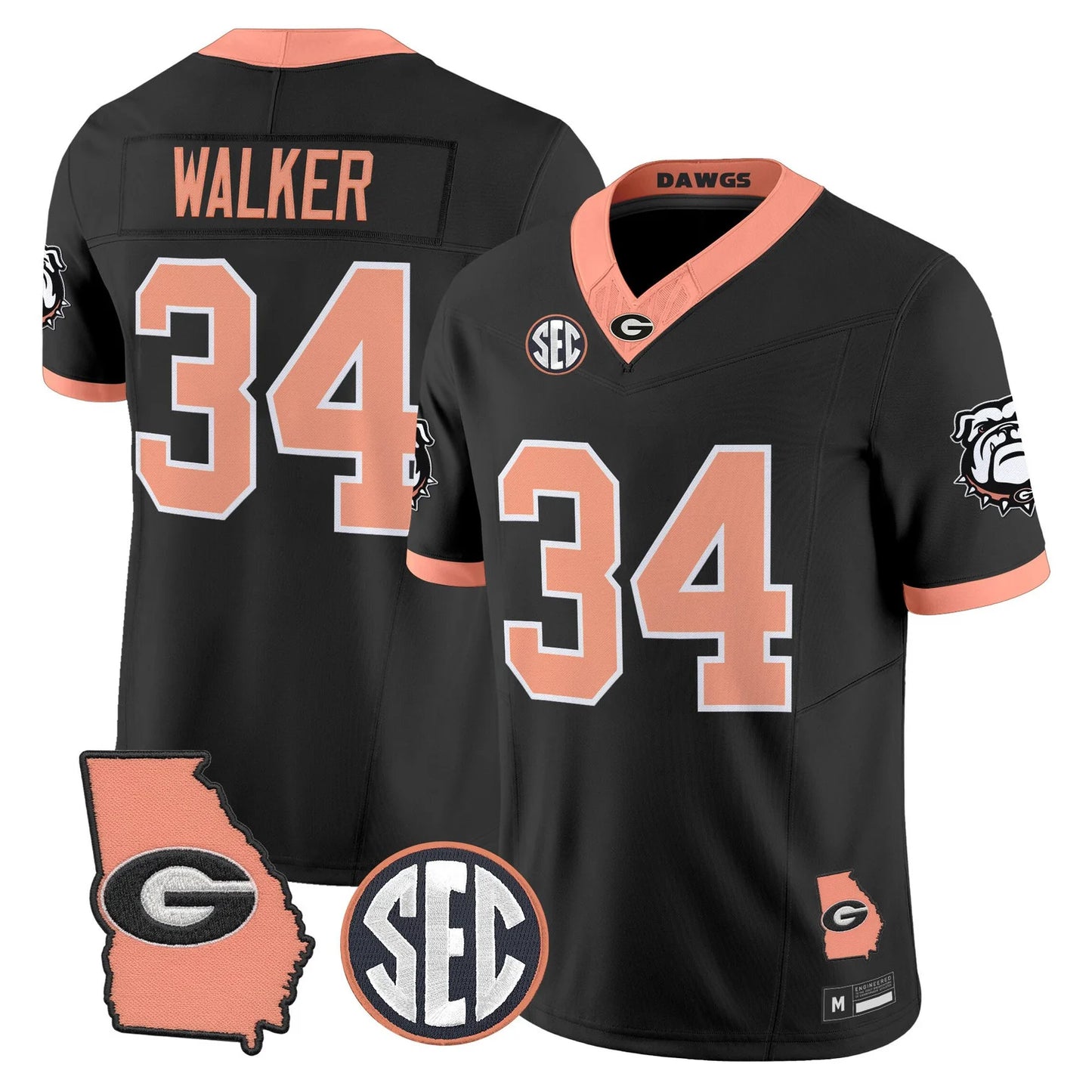 Men's Georgia Bulldogs The Big Peach Vapor Limited Jersey - All Stitched