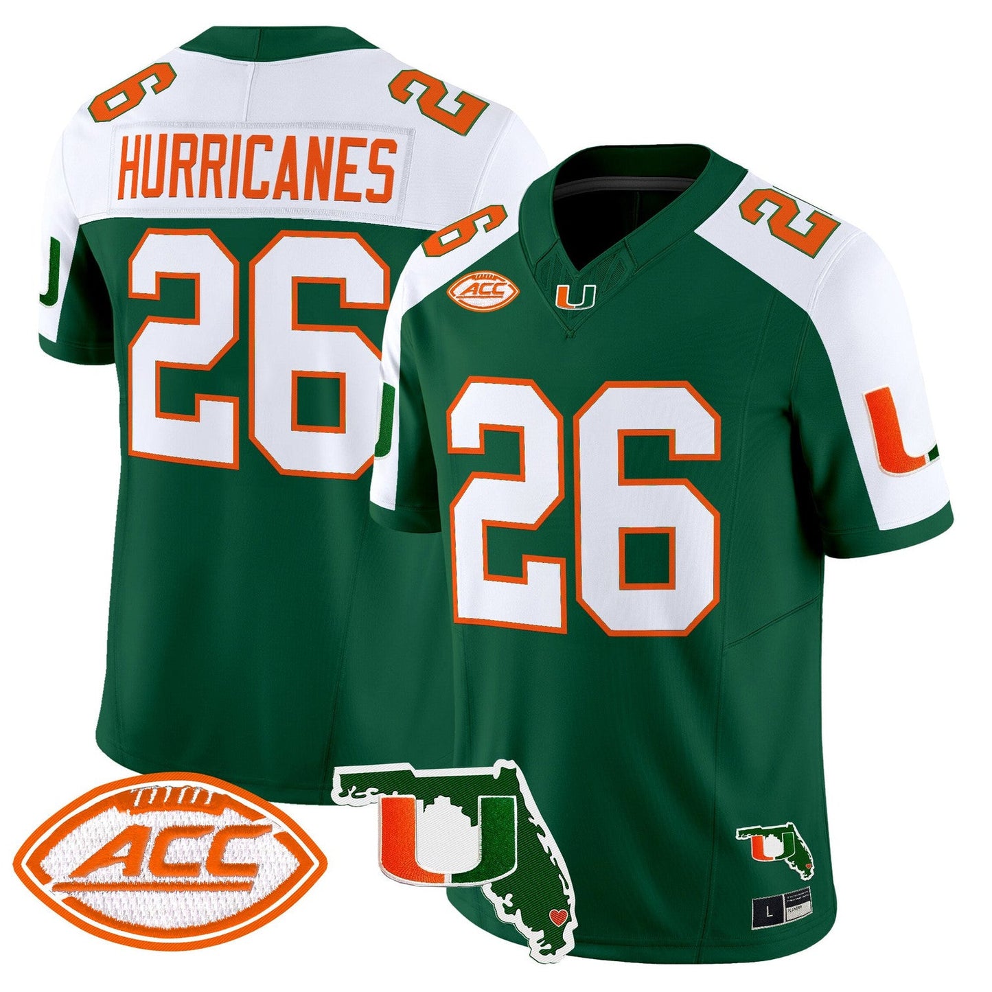 Men's Miami Hurricanes 2026 Florida Patch Vapor Limited Jersey - All Stitched