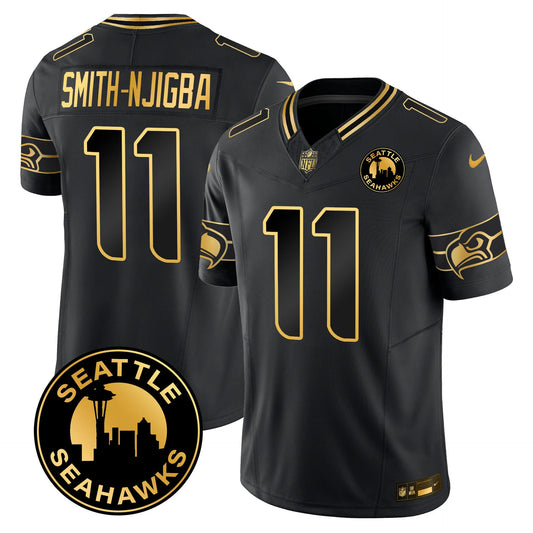 Men's Seattle Seahawks 2024 Seattle City Patch Gold Vapor Limited Jersey