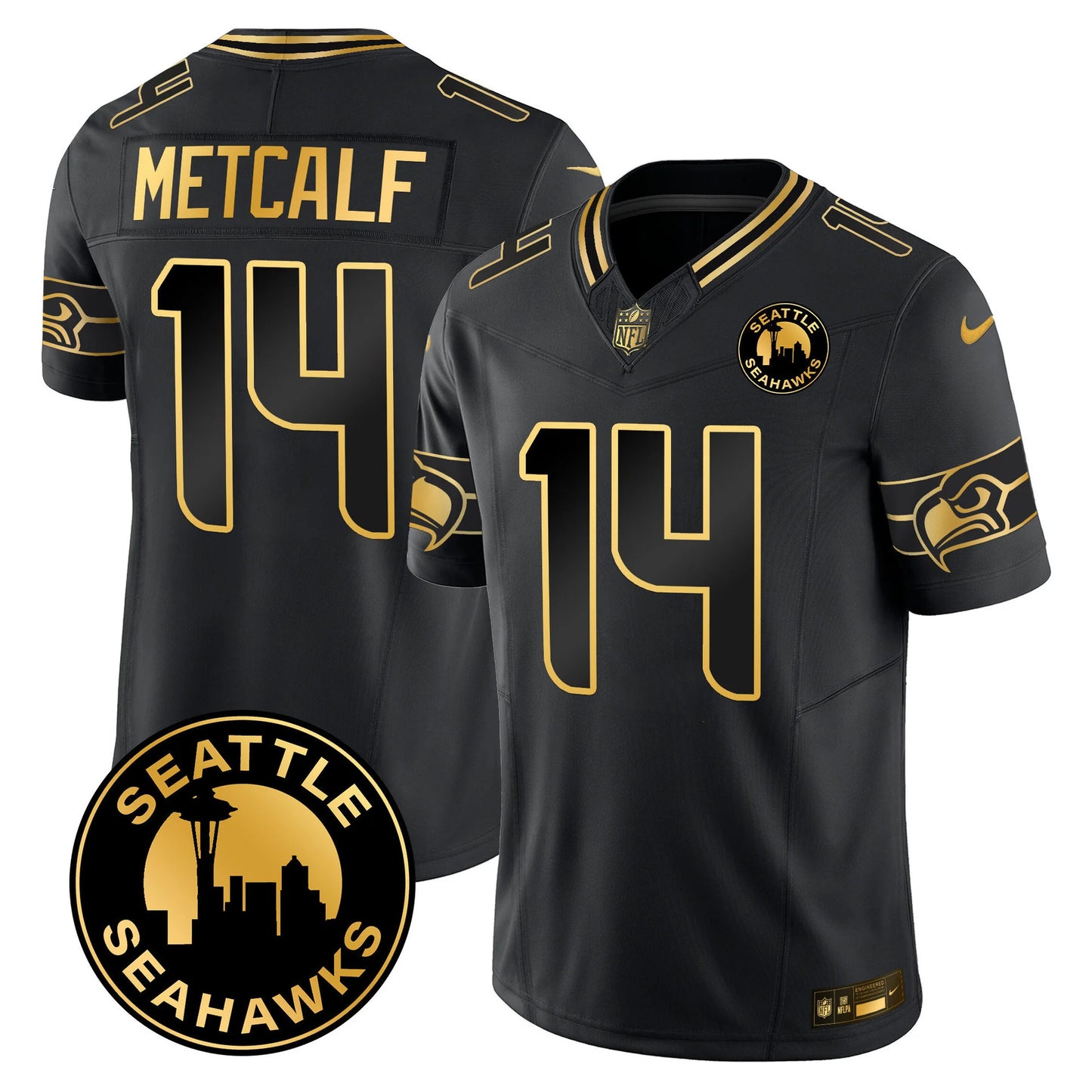 Seattle Seahawks 2024 Seattle City Patch Gold Jersey - coieh