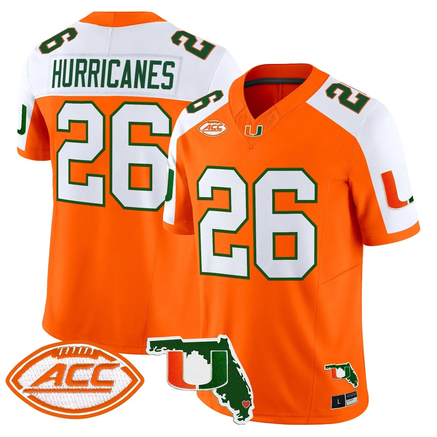 Men's Miami Hurricanes 2026 Florida Patch Vapor Limited Jersey - All Stitched