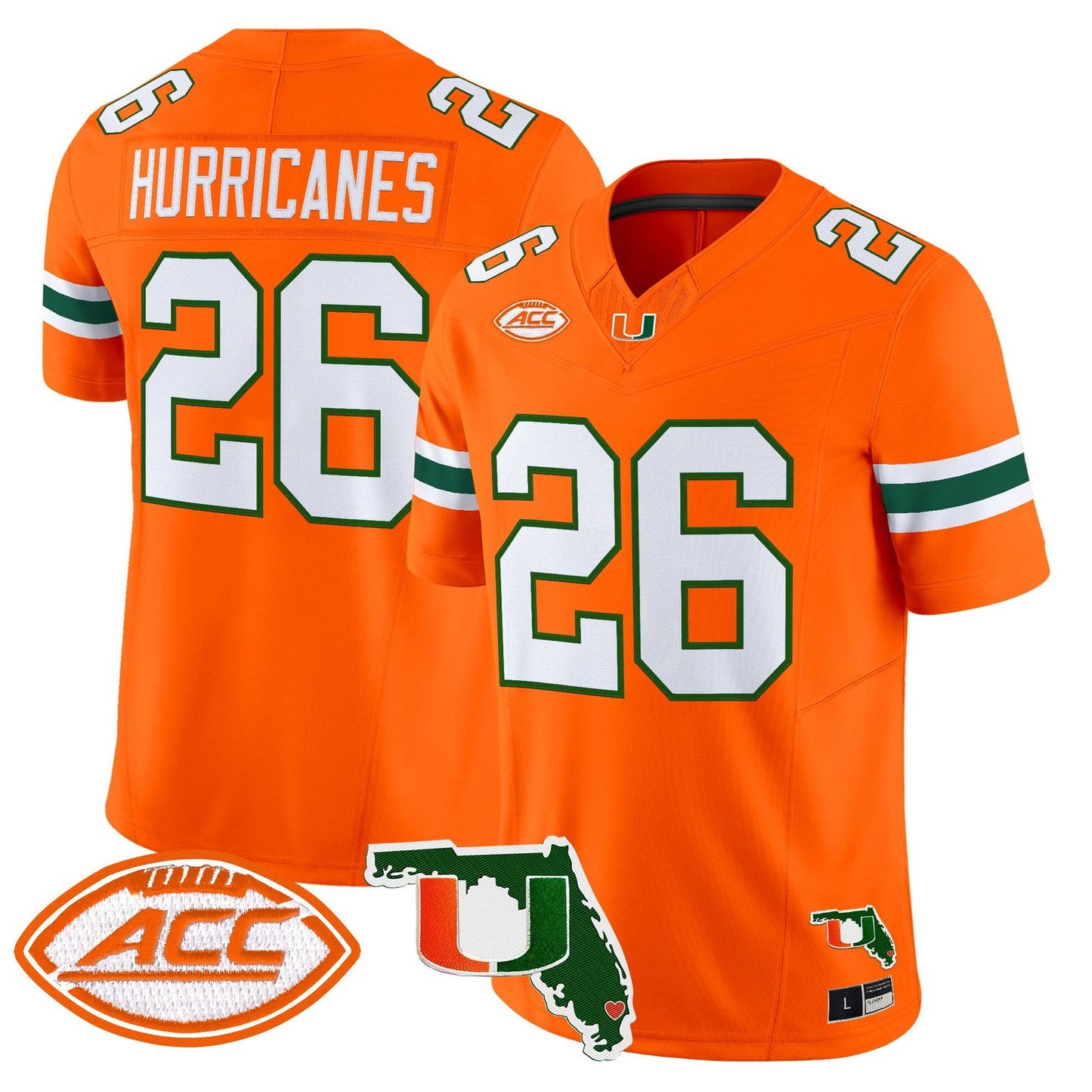 Men's Miami Hurricanes 2026 Florida Patch Vapor Limited Jersey - All Stitched