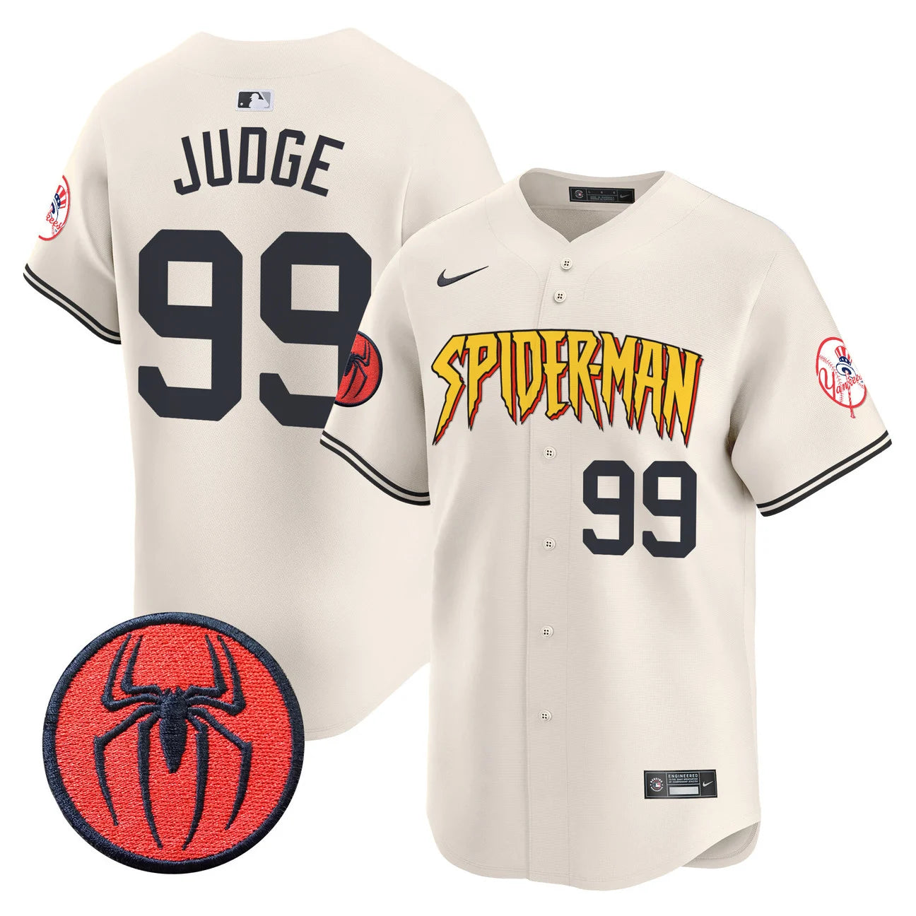 New York Yankees Spider-Man Vapor Premier Limited Jersey in Cream