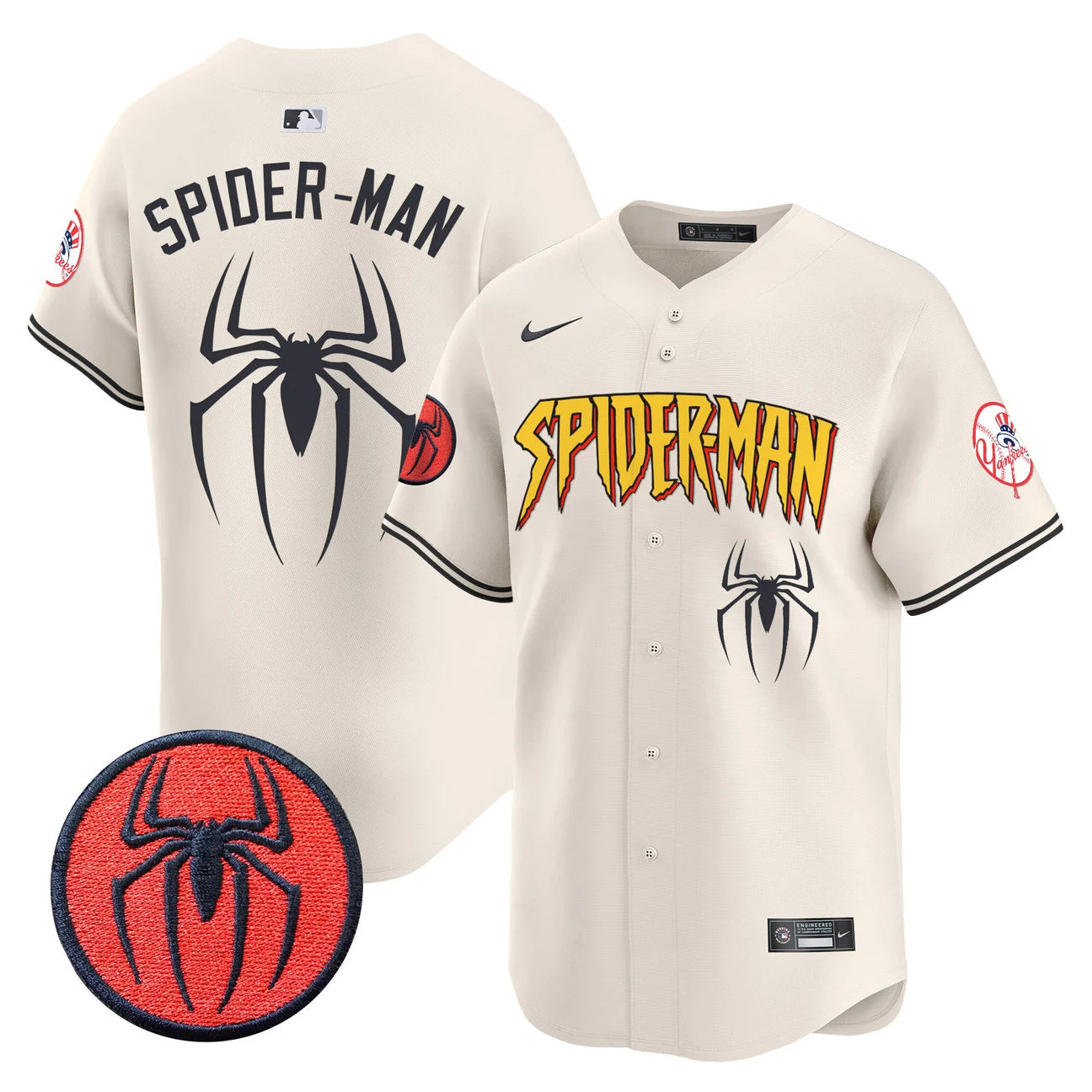 Men's New York Yankees Spider-Man Vapor Premier Limited Jersey in Cream