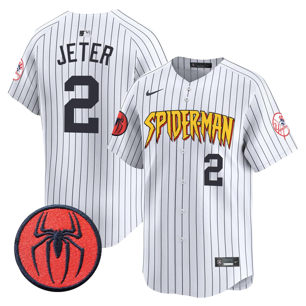Men's New York Yankees Spider-Man Pinstripe  Jersey