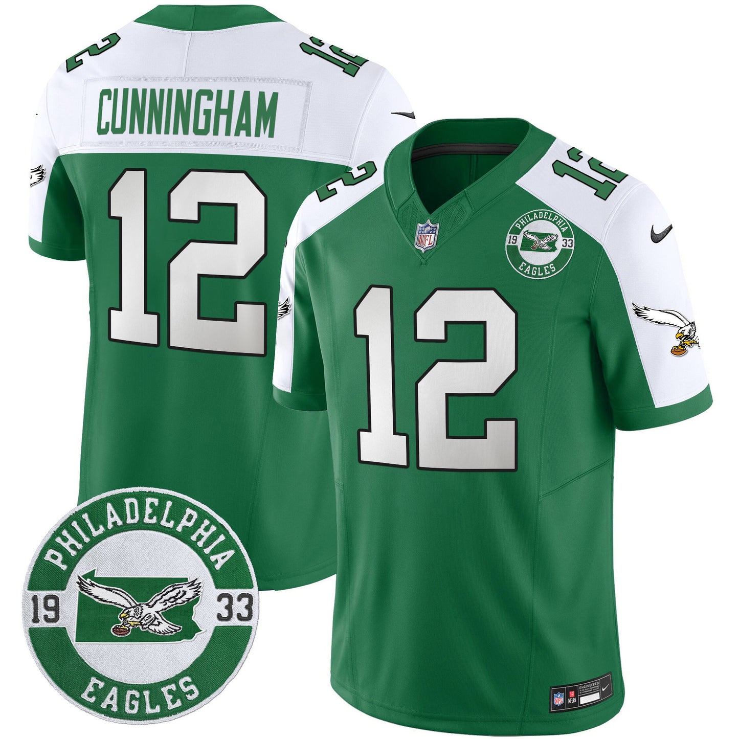 Men's Philadelphia Eagles 2024 Throwback Vapor Limited Jersey - Est. 1933 Patch - All Stitched